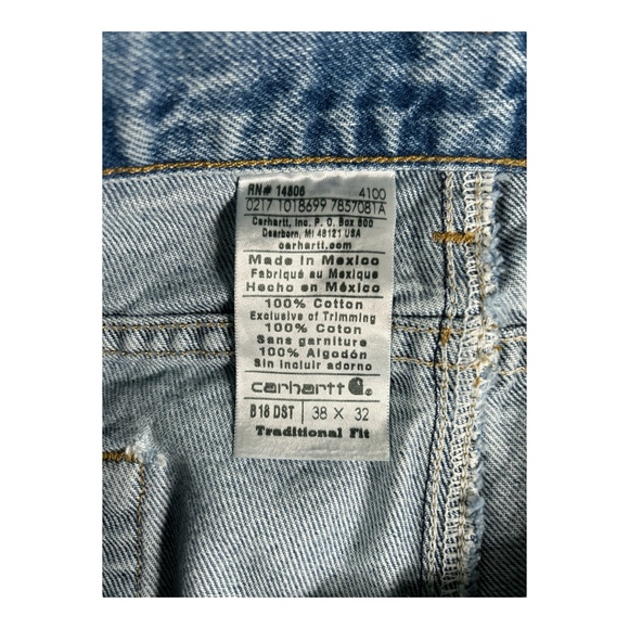 Carhartt 38x32 Blue Work Jeans Traditional Fit - Picture 4 of 8